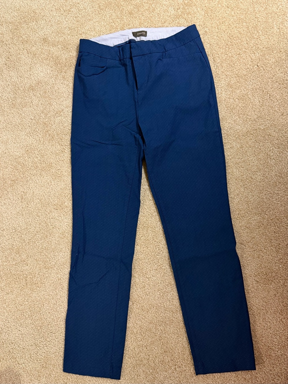 Crosby patterned navy blue trousers dress pants slacks womens 4 fitted ankle